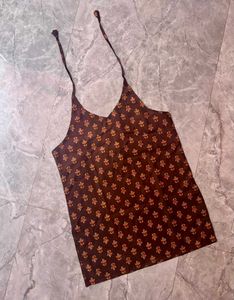 Women's Cotton Printed Halter Neck Backless Top