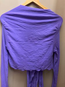 Purple Tie-Front Long Sleeve Top