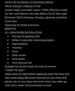 FAIZA HD GLOWING CLEAR SKIN CREAM (Specially for B