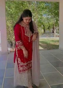 Elegant Red Sharara Suit Set