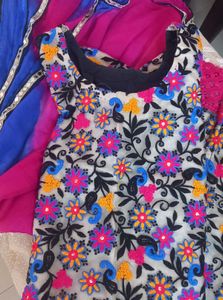 Vibrant Floral Kurta Set with Dupatta