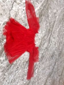 unwared Vibrant Red off shoulder top