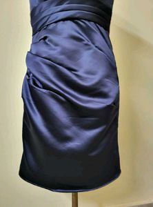 Elegant Navy Blue Satin Dress