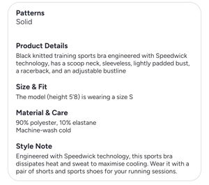 Reebok non wired Sports Bra