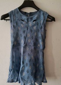 Blue Floral Sleeveless Top