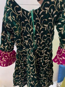 Lehenga Frock With Duppatta Pink &amp;green Colour