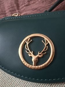 Allen Solly Green Crossbody Bag with Deer Emblem