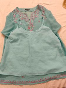 Embellished Aqua Kurta