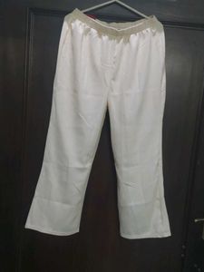 Elegant Off White Knitted Trousers Palazzo Pants