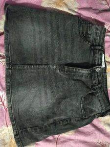 Grey Denim Mini Skirt