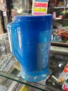 TRANSPARENT 1 JUG &amp; 6 GLASS SET ( BLUE COLOR)
