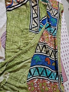 🔻Price Drop-Digital Print Green Saree