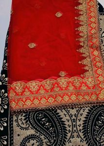 Red &amp; Gold Embroidered Lehenga Choli
