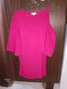 Magenta Cold Shoulder Top