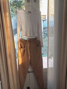 Classic White Top &amp; Beige Pants Set