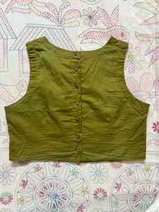 Utsa mirror worked olive green blouse