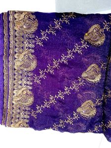 Exquisite Purple Embroidered Saree
