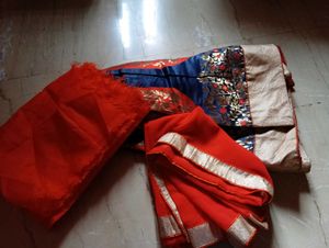 Elegant Blue and orange lehenga