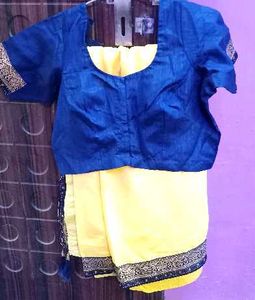 Elegant Blue & Yellow Saree