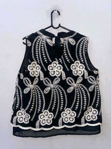 Boho Black Embroidered Crop Top