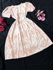 Chic Floral Puff Sleeve Midi Dress