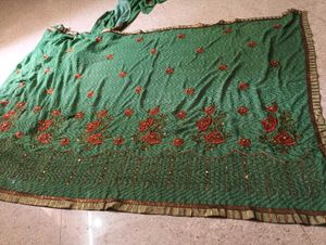 Elegant Green Embroidered Saree