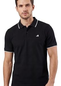 Men's Black Polo T-Shirt with White Trim