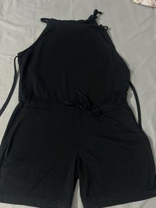Black Halter Romper Solid Material 😍