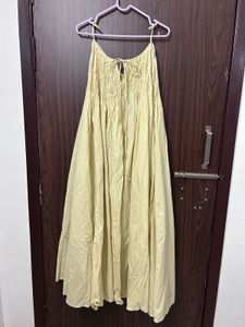 Light Yellow Maxi Dress with Smocked Bodice