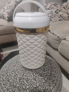 Elegant Water Dispenser with Gold Trim