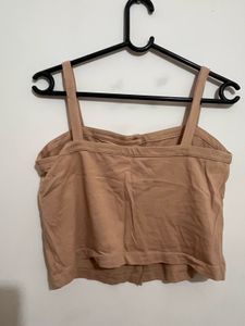 Tan Crop Top with Buttons