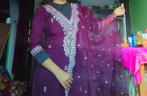 Beautiful Purple Kurta Set with Dupatta