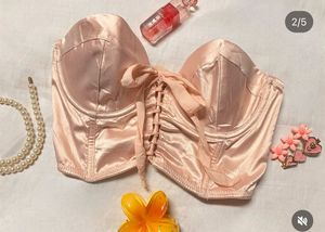 Satin Corset Top with Lace-Up Detail