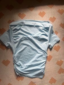 Ruched Baby Blue Crop Top