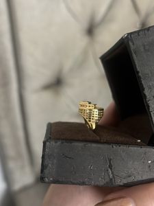 chanel embossed gold ring