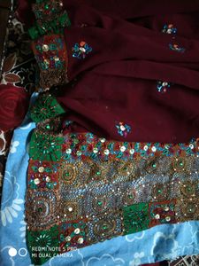 FESTIVAL DISCOUNT UNIQUE Design Hand Embroidered Georgette Saree