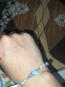 Pearl Bracelet with Evil Eye Charm