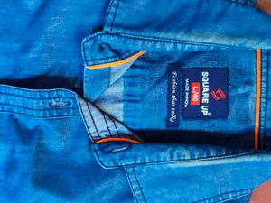 Men's Blue Denim Short Sleeve Shirt