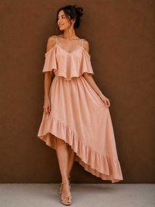 Boho Ruffle Cold Shoulder Dress