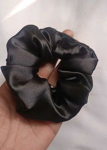 Sleek Black Satin Scrunchie pack of 12