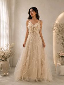 Elegant Feather Embellished Gown