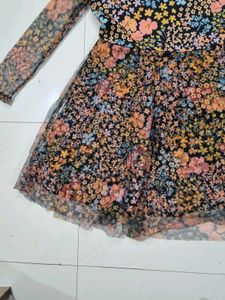 Floral Print Sheer Sleeve Mini Dress