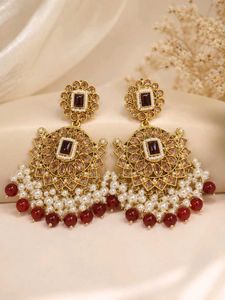 Designer Ad Crysta Jhumka Earrings with Pearls &amp; B