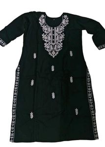 Embroidered Black Kurta