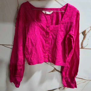 Bright Pink Striped Cropped top