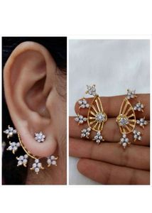 daimand ear cuffs earrings girls sare look suit  c