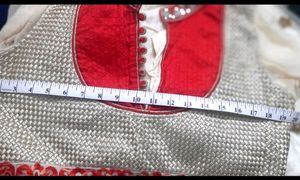 Red &amp; Cream Embroidered Anarkali Gown For Weddings