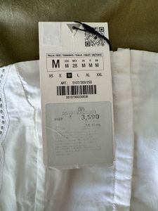 Zara White Eyelet Pleated Dress