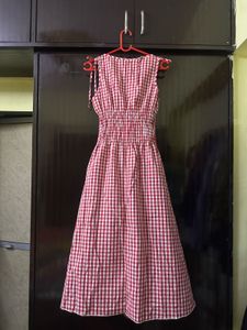 Red Gingham Sleeveless Dress