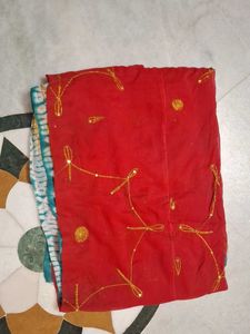 Elegant Red Embroidered odhna